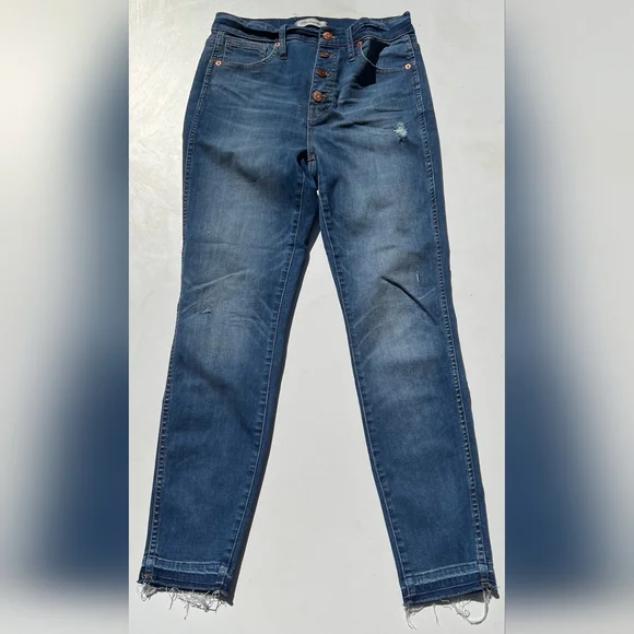 Madewell Women's Distressed Skinny Jeans - Blue - Picture 1 of 10